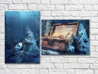Pictură ArtPoster Treasure chest at the bottom of the sea (3453844)