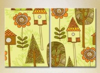 Pictură ArtPoster Trees and birdhouses 01 (2225772)