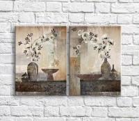 Картина ArtPoster White flowers in vases on a Dark/Gray background, diptych (3467682)