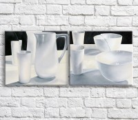 Картина ArtPoster White glasses and jug on Black background (3478706)