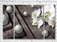 Картина ArtPoster White orchid and Gray spheres on a Dark background (3565133)
