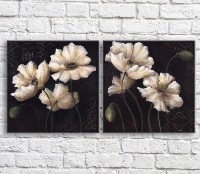 Картина ArtPoster White poppies on a Black background, oil, diptych (3467679)