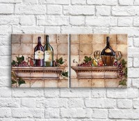 Pictură ArtPoster Wine and fruits on Brown background (3478720)