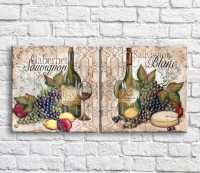 Картина ArtPoster Wine and fruits on the background of patterns (3478721)