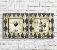 Картина ArtPoster Wine bottle and glass in Black and White style (3478715)