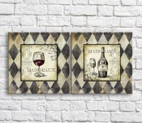 Pictură ArtPoster Wine bottle and glass in Black and White style/vintage (3478730)
