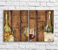 Картина ArtPoster Wine bottle and glass on wood background (3478800)