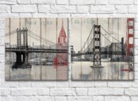 Pictură ArtPoster Wood New York Brooklyn Bridge (2495211)