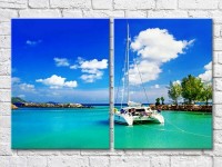 Pictură ArtPoster Yacht with sails off the French Riviera (3453821)