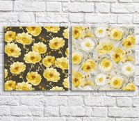 Картина ArtPoster Yellow and White peonies on Brown and White background (3467713)