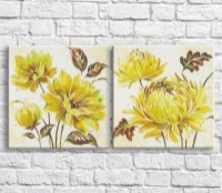Картина ArtPoster Yellow chrysanthemums on a Beige background, diptych (3467718)
