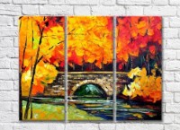 Pictură Rainbow Autumn Landscape and Bridge (35110189)