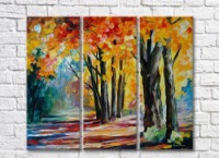 Pictură Rainbow Autumn trees with colorful foliage (35110185)