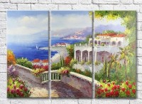 Картина Rainbow Blooming terrace by the sea (3485177)