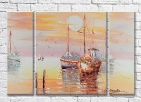 Картина Rainbow Boats and Mooring Piles Offshore (3485206)