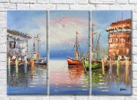 Картина Rainbow Boats docked at the pier (3485216)