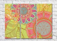 Pictură Rainbow Bright abstraction of patterned flowers and leaves (500840)