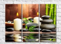 Pictură Rainbow Composition for relaxation of burning candles, stones and bamboo (500327)
