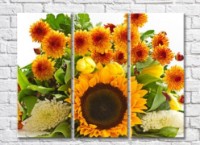 Pictură Rainbow Composition of orange, yellow and white flowers (500329)