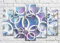 Картина Rainbow Dandelions and circles on a blue background (3551911)