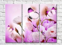 Картина Rainbow Delicate purple eustomas and butterflies (500459)