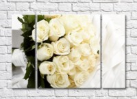 Картина Rainbow Elegant bouquet of White roses on White silk (500837)