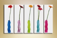 Pictură Rainbow Gerbera composition in vases (1150546)