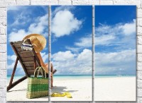 Картина Rainbow Girl in a hat on a sunbed by the sea (3469130)