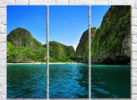 Pictură Rainbow Green cliffs and sea (3469135)