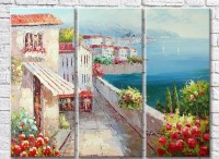 Картина Rainbow Houses along the sea on a sunny day (3485199)