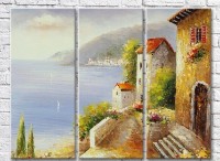 Картина Rainbow Houses with shutters by the sea (3485190)