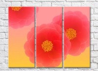 Картина Rainbow Huge flowers on a pink yellow background (500474)