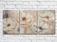 Картина Rainbow Large flowers on a beige background (3572582)