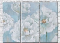 Pictură Rainbow Large white peonies on a blue background (3572508)