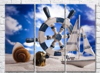 Pictură Rainbow Marine paraphernalia on the sand (3469151)