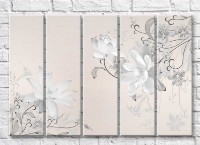 Pictură Rainbow Monochrome lotuses on a light beige background (3551878)