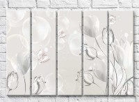 Pictură Rainbow Monochrome tulips and butterflies on a background of balls (3551864)