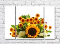 Pictură Rainbow Orange bouquet of flowers on a white background (500500)