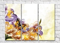 Pictură Rainbow Orange butterfly on crocuses drawing (500481)