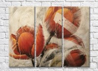 Pictură Rainbow Orange poppies on brown background painting (3448905)