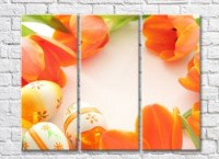 Картина Rainbow Orange tulip flowers and easter eggs (500498)