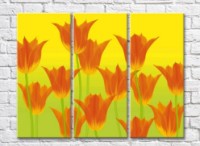 Pictură Rainbow Orange tulips on yellow background (500495)