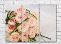 Pictură Rainbow Peach roses in a bouquet (500507)