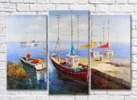 Картина Rainbow Pier Boats & Fishing Boat (3485211)