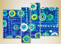 Pictură Rainbow Polyptych Abstraction blue yellow 04 (2230311)