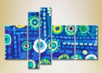 Pictură Rainbow Polyptych Abstraction blue yellow 10 (2231685)