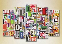 Pictură Rainbow Polyptych Abstraction from letters 12 (2231660)