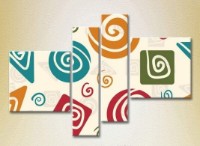 Pictură Rainbow Polyptych Abstraction Geometric Shapes 06 (2230514)