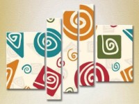 Pictură Rainbow Polyptych Abstraction Geometric Shapes 09 (2231849)