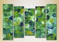 Pictură Rainbow Polyptych Abstraction green blue 12 (2231651)